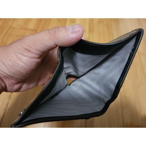 Rebecca Minkoff Women's Small Square Wallet Gray Leather Studs Bifold Zip Card - Picture 8 of 14